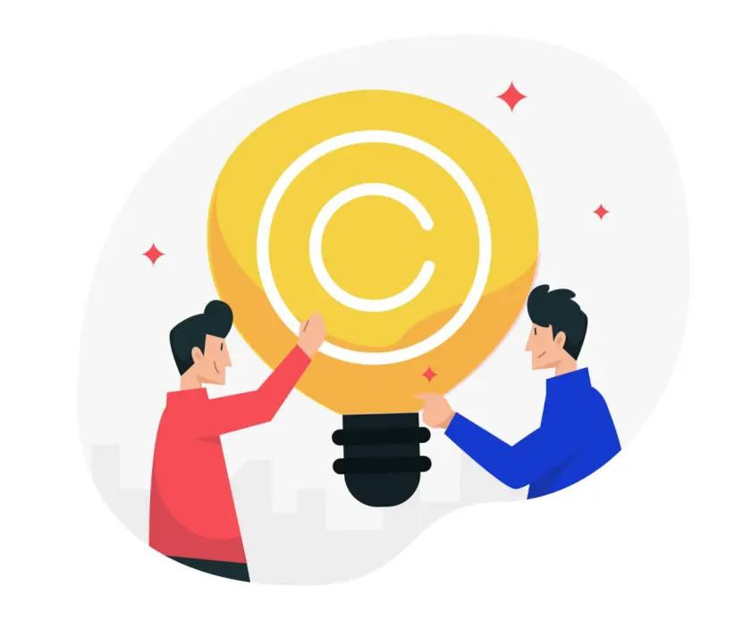 Lightbulb illustration with people